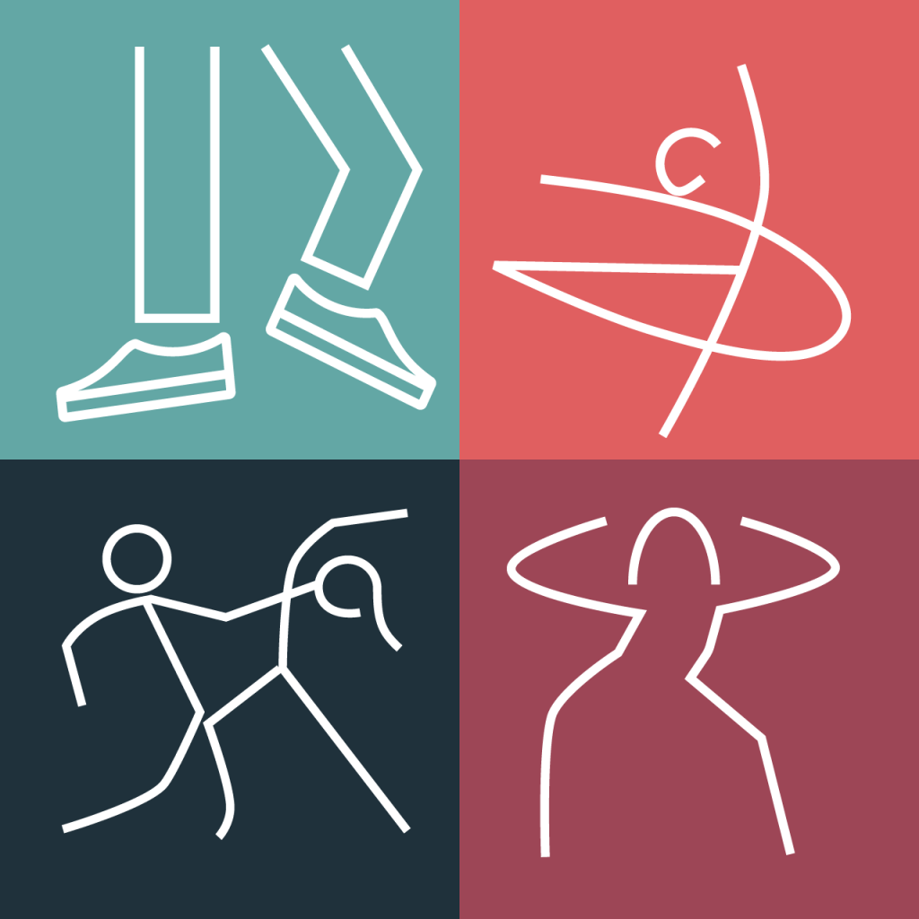 Profilbild Dansens vecka. Fyrfältare med stilistiska streckfigurer som dansar.